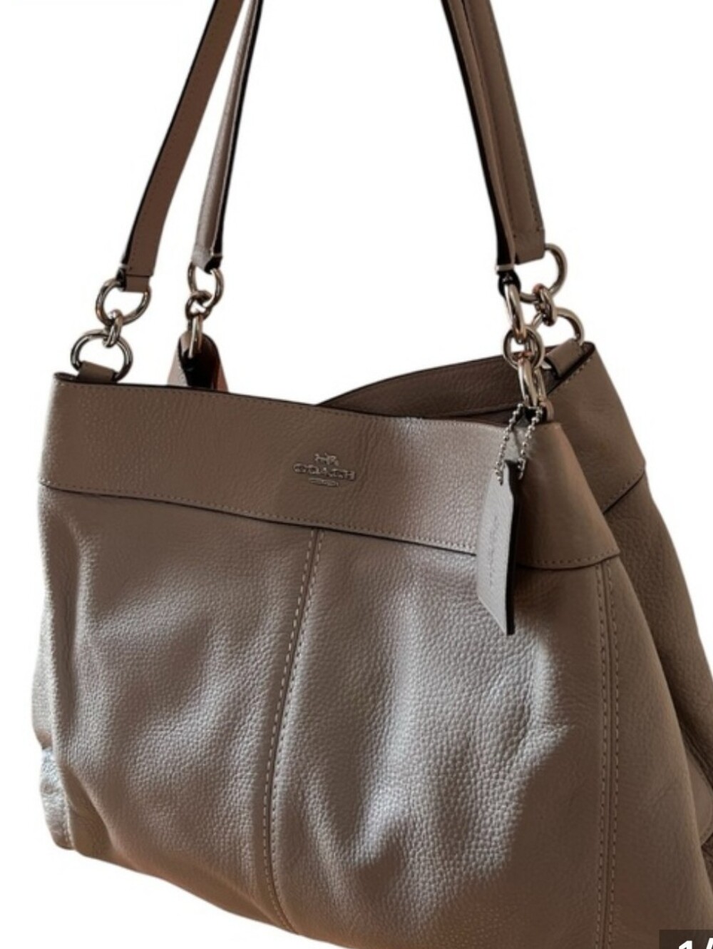 Coach Pebbled Leather Shoulder Bag in Taupe